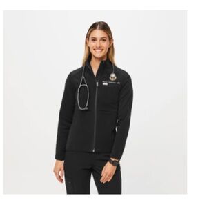 Figs size L on fleece jacket in black